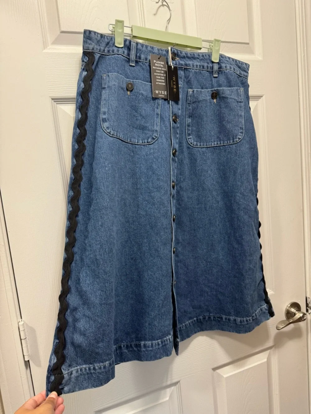 NWT WYSE London Ric Rac Denim Skirt Midi Size 33